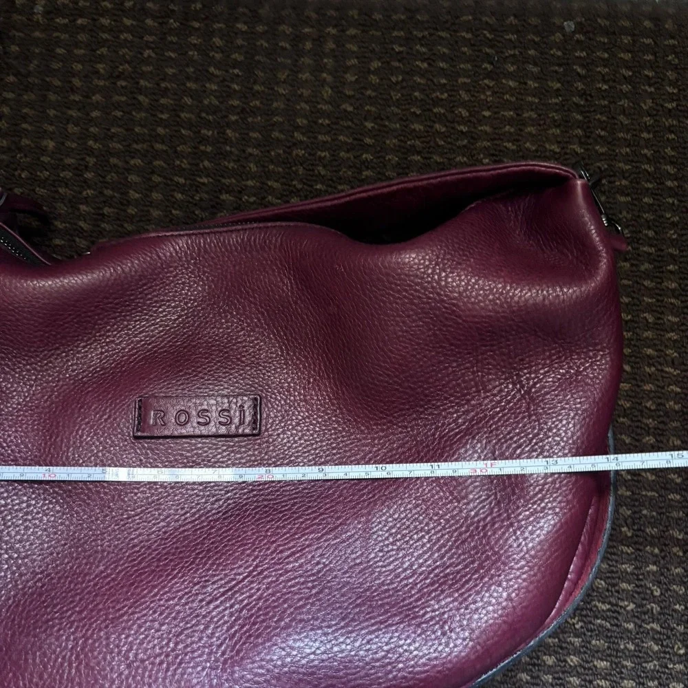 Bruno Rossi Firenze Italian Real Leather Burgundy Hobo Crossbody Shoulder Bag